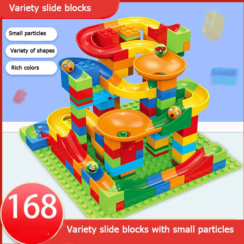 New 330PCS Mini Size Funnel Slide Building Blocks Marble Race Run Track Maze Ball Building Blocks Set Assemble Bricks Kids Toys