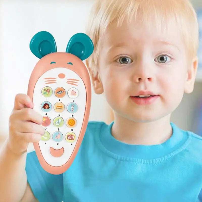 Musical Cell Phone Toy Learning Play Toy Phone Children Pretend Phone Music Player Puzzle Storytelling Machine for 1-3 Year Old