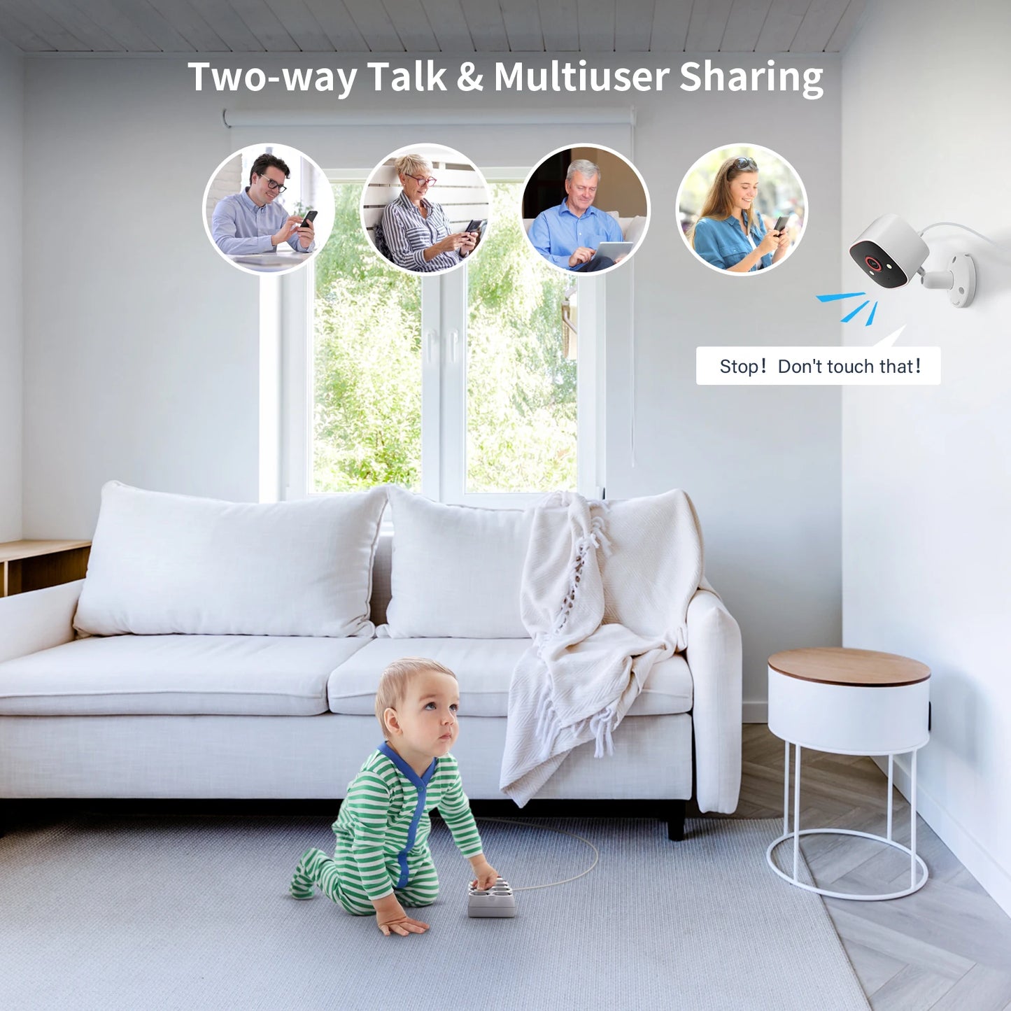 Outdoor/Indoor Security Cameras 2K HD Wireless Wifi Color Night Vision IP66 Waterproof Pet Dog Cat Baby Monitor Camera