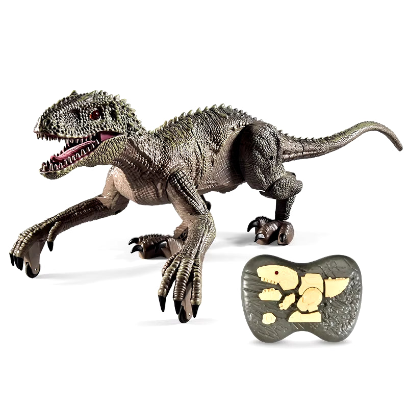 Upgraded Chargeable Remote Control Dinosaur Toys Kids Jurassic Dinosaur Simulation Velociraptor Toy with LED Light and Roaring