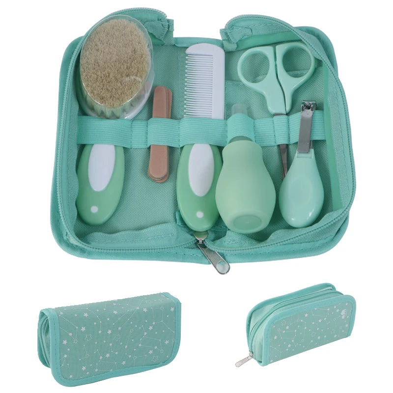 Baby Care Kit Six-Piece Baby Nasal Inhaler Nail Clipper Brush File Comb Scissors Set Daily Cleaning and Care Accessories for Bab