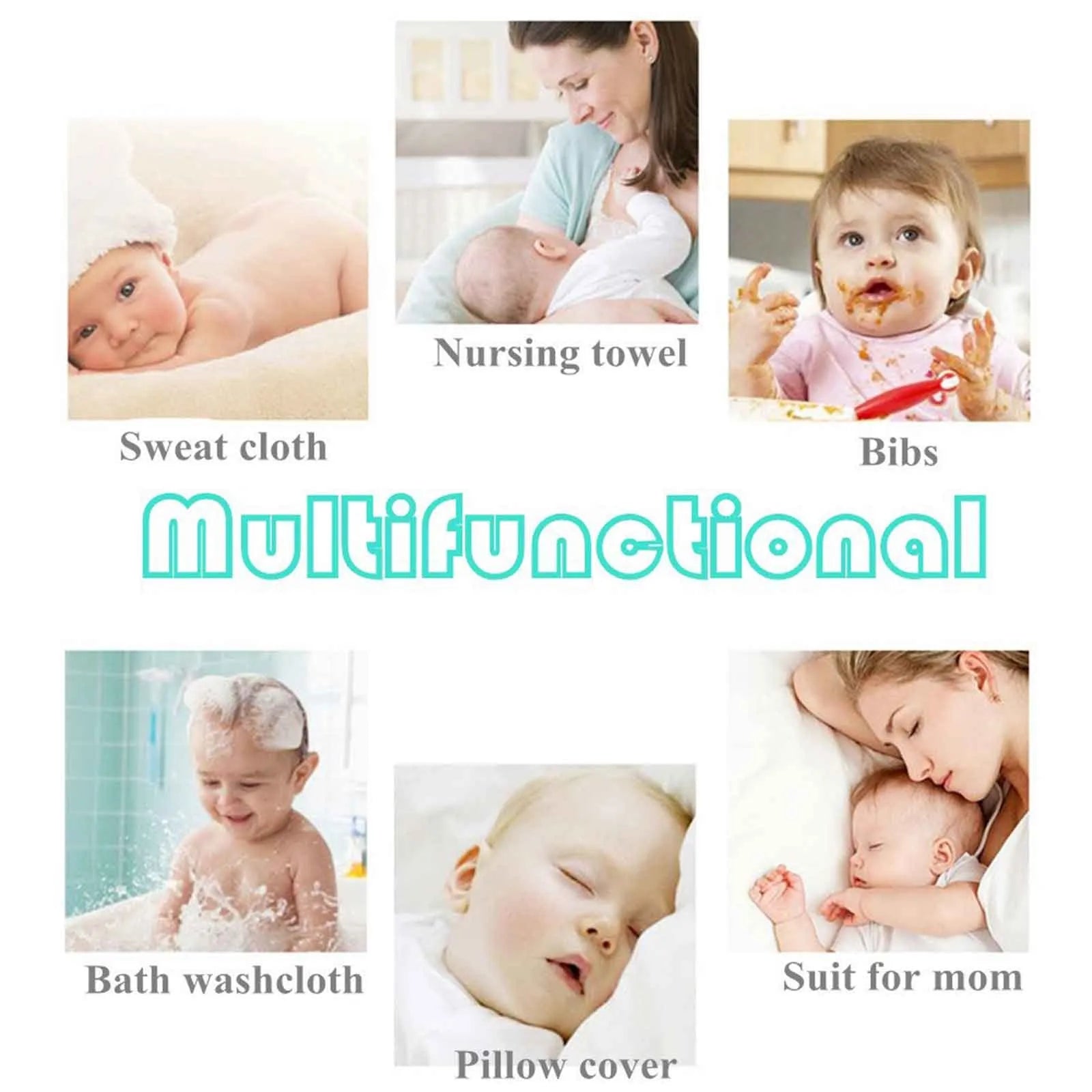 10Pcs Baby Muslin Washcloths Cotton Baby Wipes Soft Newborn Baby Face Towel for Sensitive Skin Baby Organic White Towels