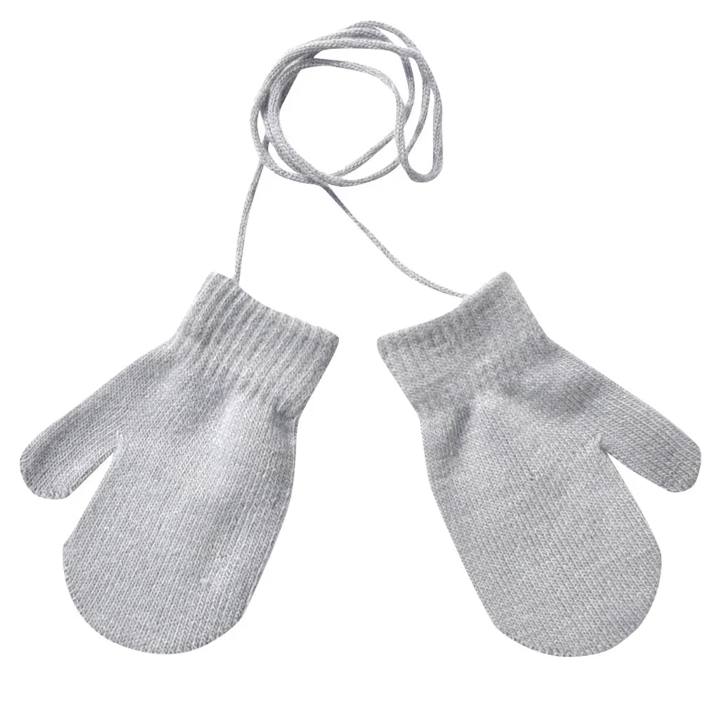 Kids Gloves 13*6Cm 1-4 Years Children Winter Warm Gloves Patchwork Knitted Cute Handschoenen with String Hand Gloves Guantes