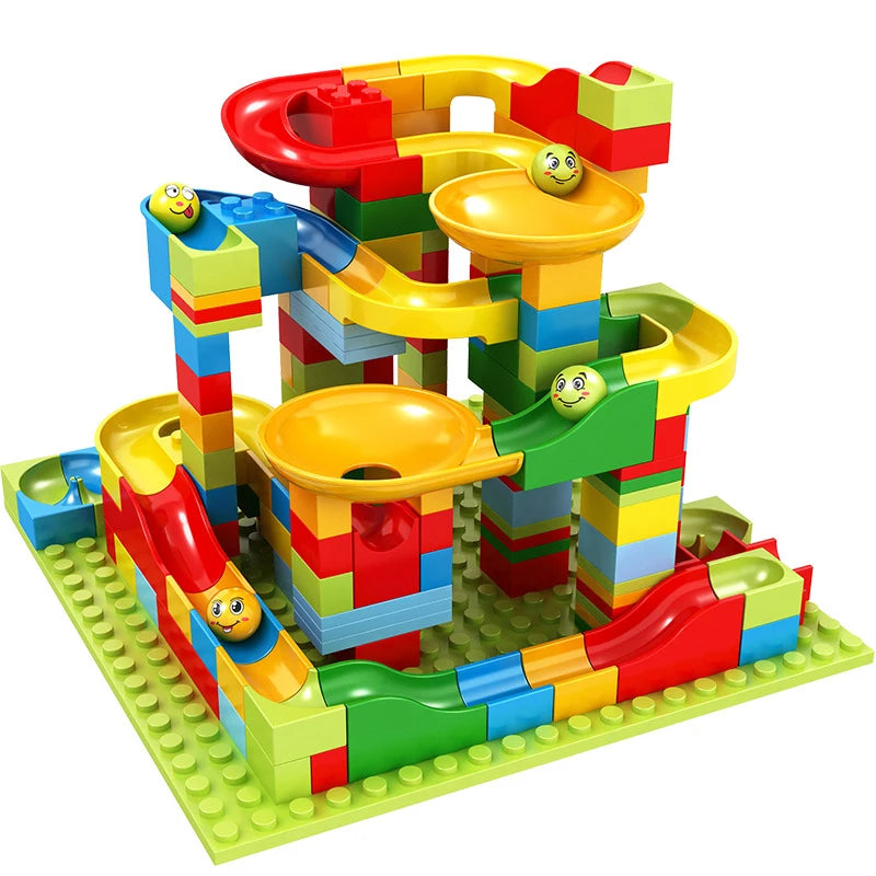 New 330PCS Mini Size Funnel Slide Building Blocks Marble Race Run Track Maze Ball Building Blocks Set Assemble Bricks Kids Toys