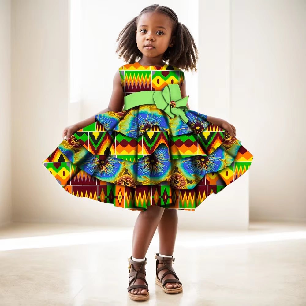African Women Clothing Kids Dashiki Traditional Cotton Dresses Matching Africa Print Dresses Children Summer BRW WYT76