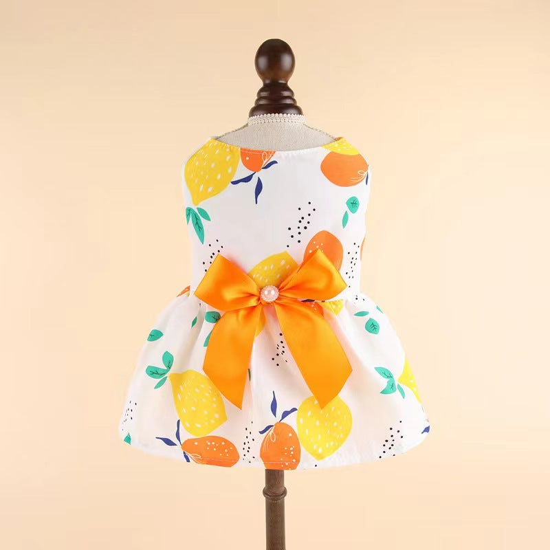 Small Dog & Puppy Floral Pet Dress With Bow