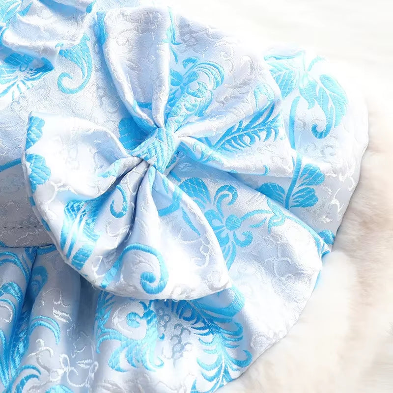 1PC Pet Dog Autumn Winter Thick and Warm Bow Button Princess Dress with Buckle for Small Medium Dogs CATS Puppy Chihuahua Dress