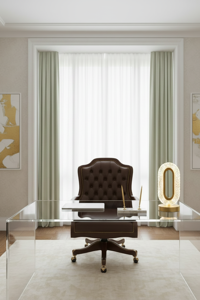Luxury Crystal Table Lamp - Light Green Drapes