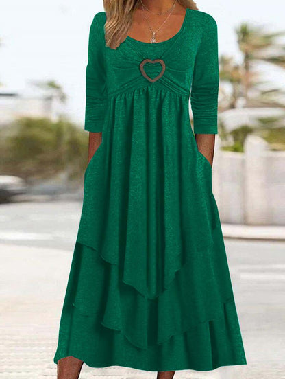 Heart Accent Layered High-Waist Dress