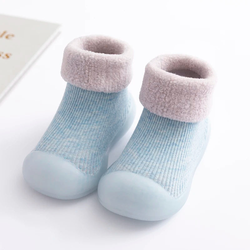 Baby Winter Warm Fluffy Long Sock Shoes Toddler Boys Girls Soft Rubber First Walkers 6M-3T Children Indoor Anti-Slip Floor Shoes