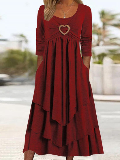 Heart Accent Layered High-Waist Dress
