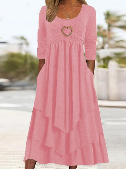 Heart Accent Layered High-Waist Dress