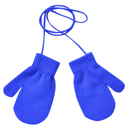Kids Gloves 13*6Cm 1-4 Years Children Winter Warm Gloves Patchwork Knitted Cute Handschoenen with String Hand Gloves Guantes