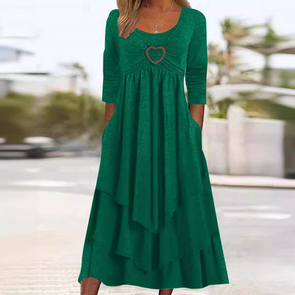 Heart Accent Layered High-Waist Dress