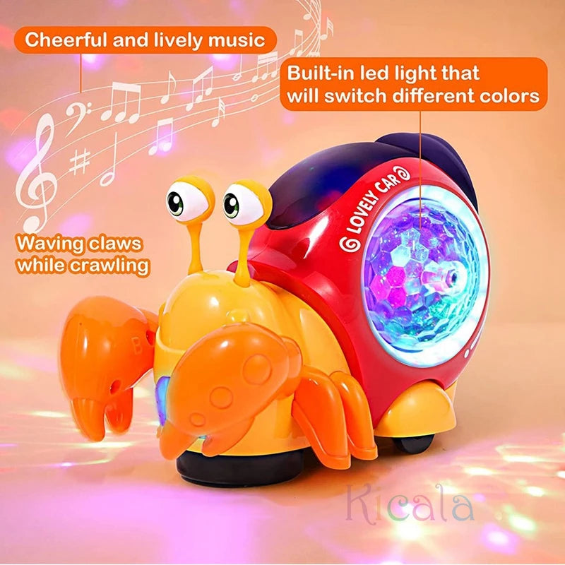 Crawling Crab Baby Toys with Music Light up Interactive Musical Toys for Baby Dancing Crawling Toys Moving Toddler Toys 0 12