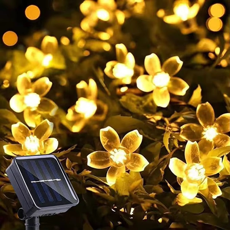 Solar Garden Lights Outdoor Solar Flower String Lights Solar Outdoor Lights Waterproof Flower Lights Garden Decoration Outdoor