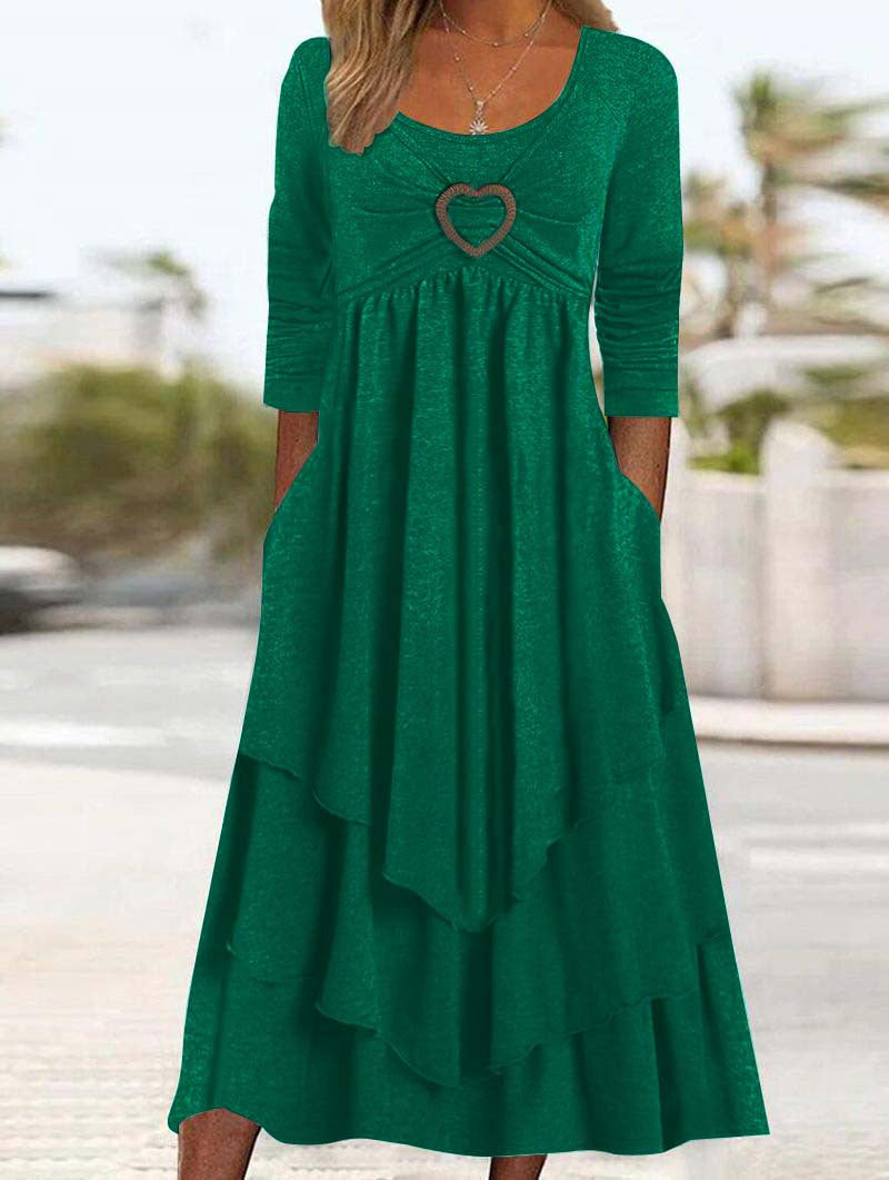 Heart Accent Layered High-Waist Dress