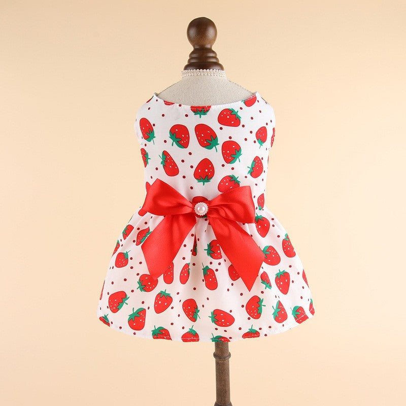 Pet  Print Dress With Bow