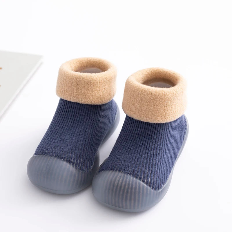 Baby Winter Warm Fluffy Long Sock Shoes Toddler Boys Girls Soft Rubber First Walkers 6M-3T Children Indoor Anti-Slip Floor Shoes