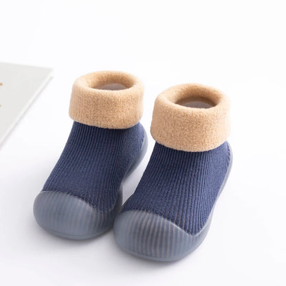 Baby Winter Warm Fluffy Long Sock Shoes Toddler Boys Girls Soft Rubber First Walkers 6M-3T Children Indoor Anti-Slip Floor Shoes