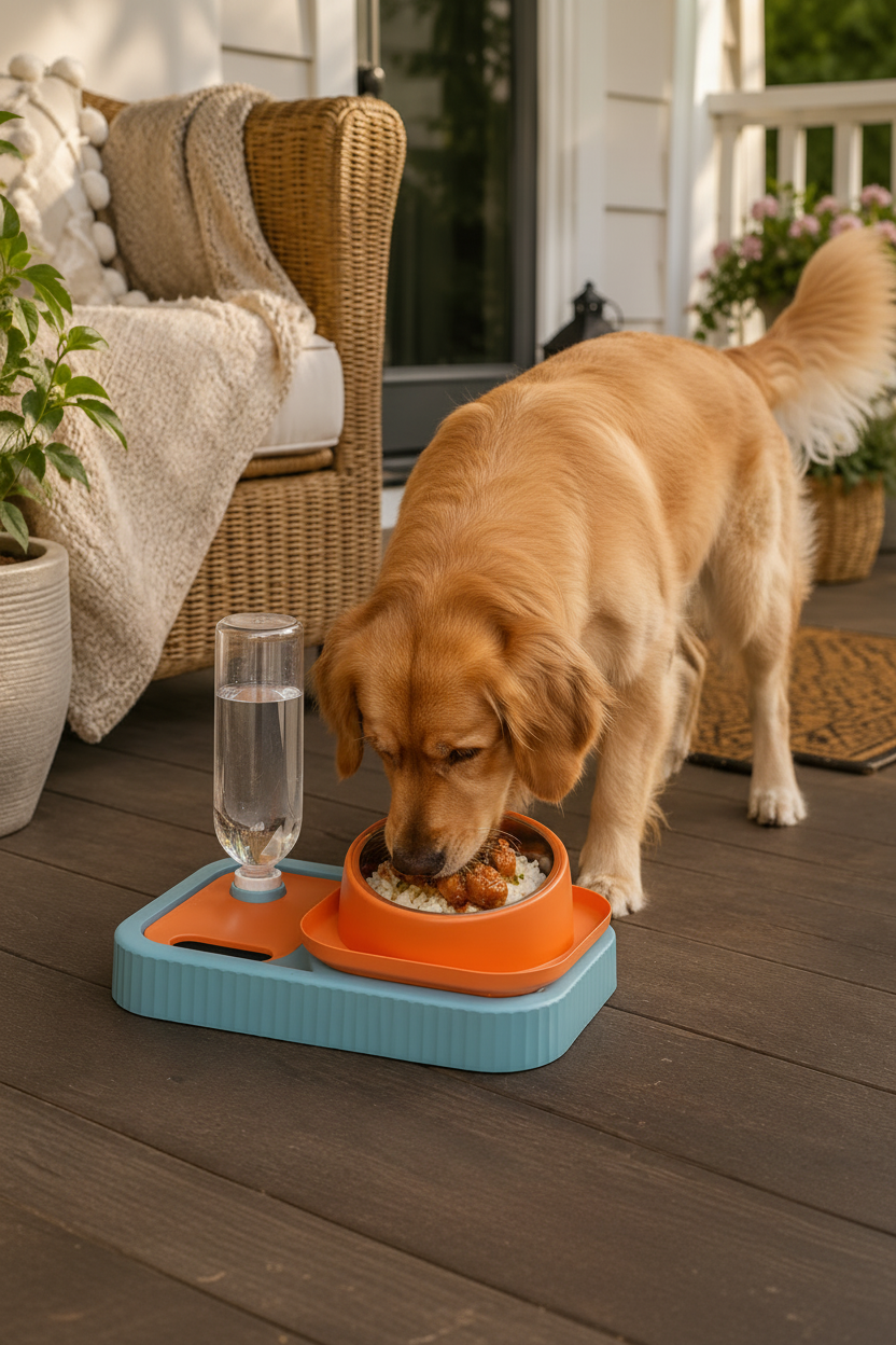 3-in-1 Pet Bowl with Golden Retriever 2:3
