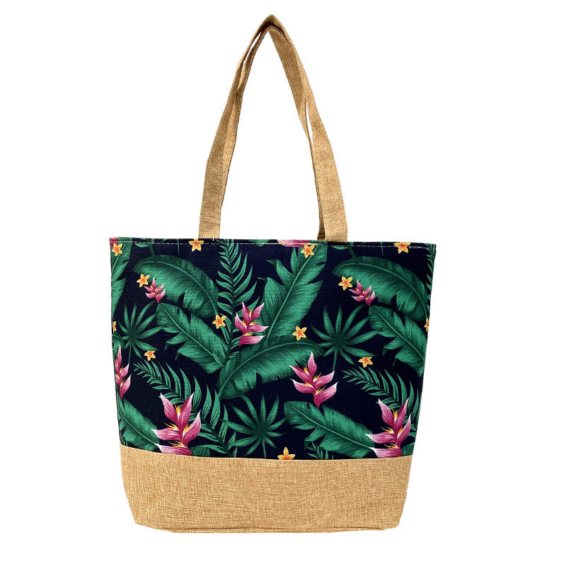 Artisan Design Cotton Linen Zip Tote Bag