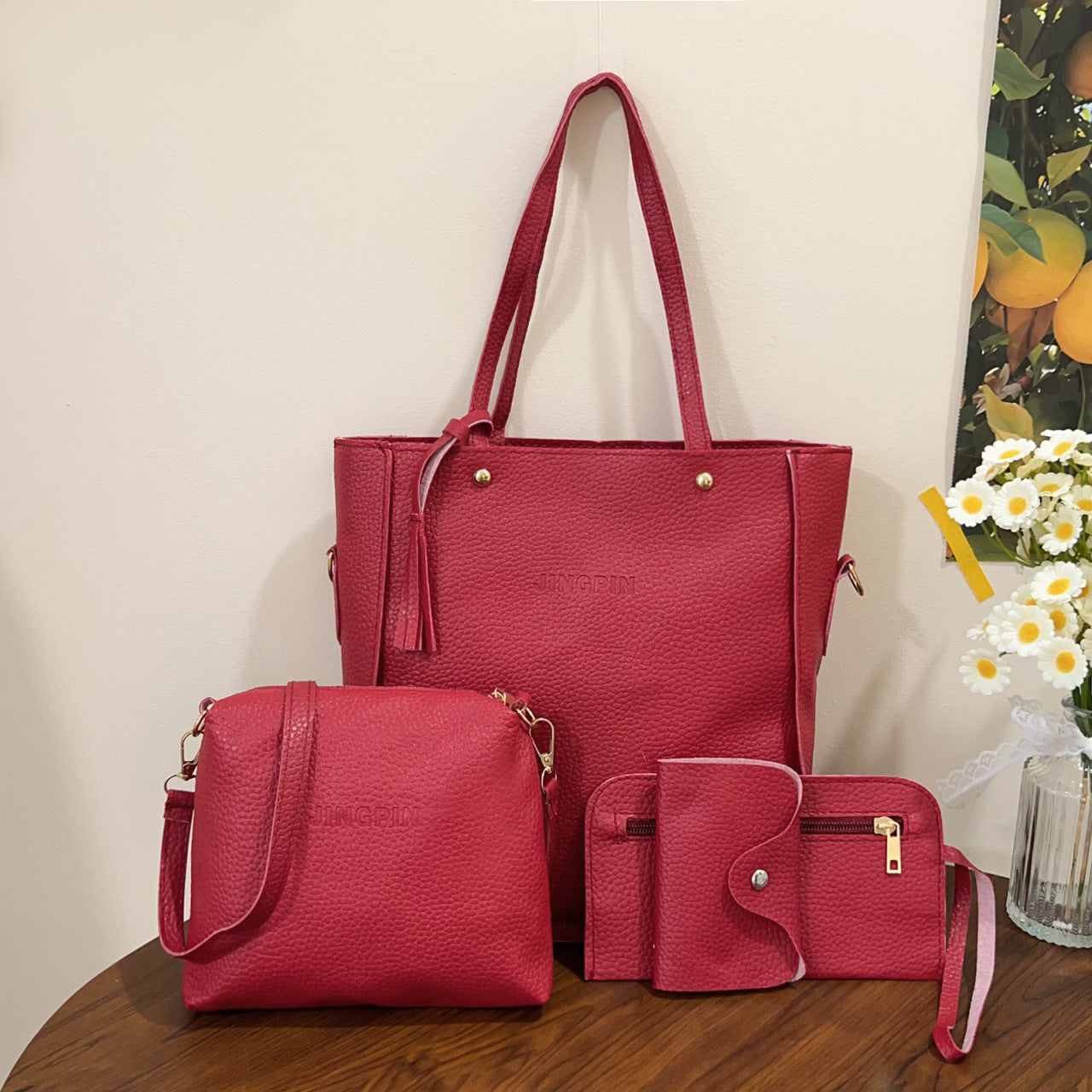 chic 4-piece bucket bag set