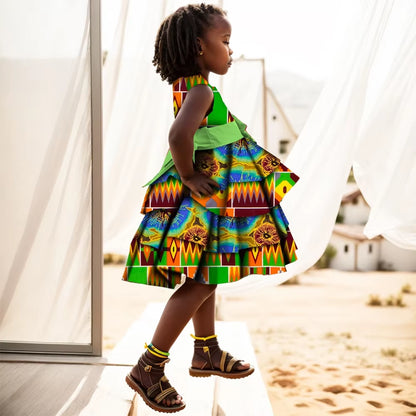 African Women Clothing Kids Dashiki Traditional Cotton Dresses Matching Africa Print Dresses Children Summer BRW WYT76