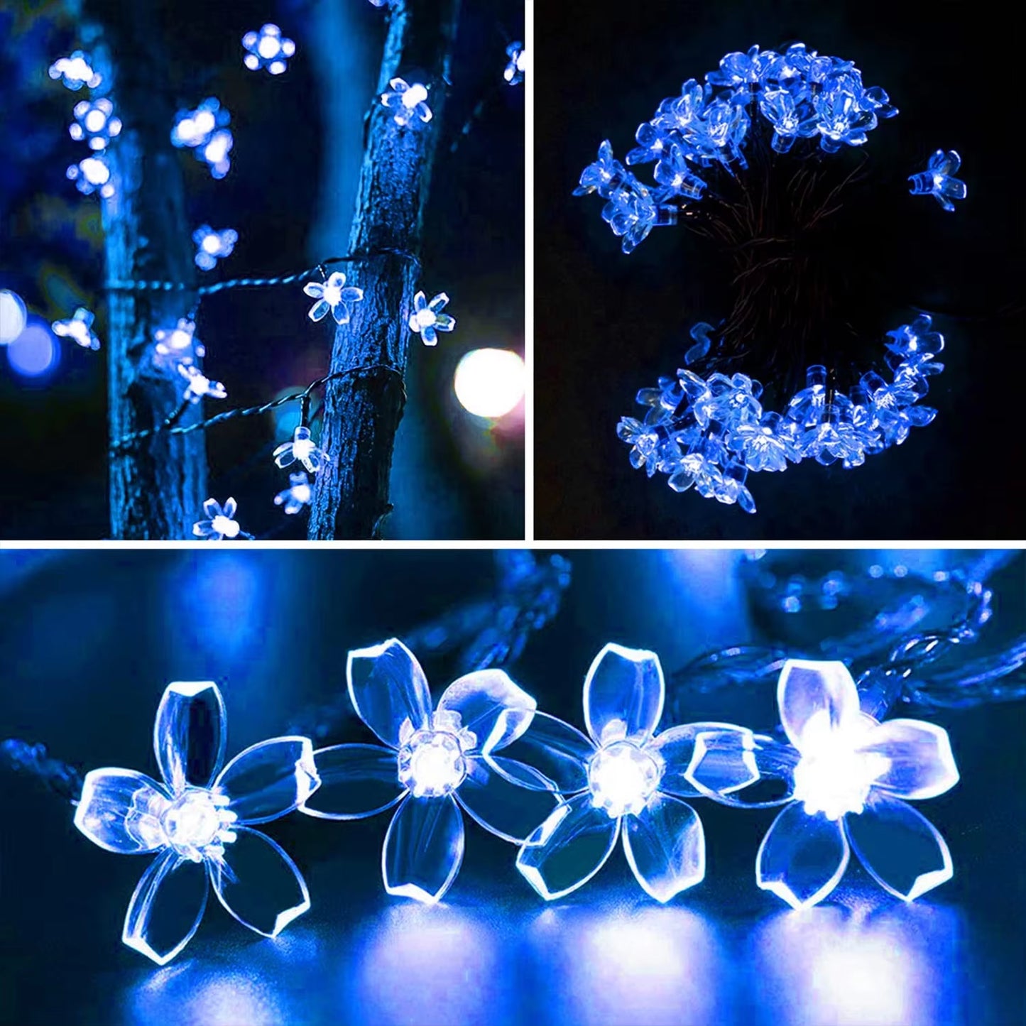 Solar Garden Lights Outdoor Solar Flower String Lights Solar Outdoor Lights Waterproof Flower Lights Garden Decoration Outdoor