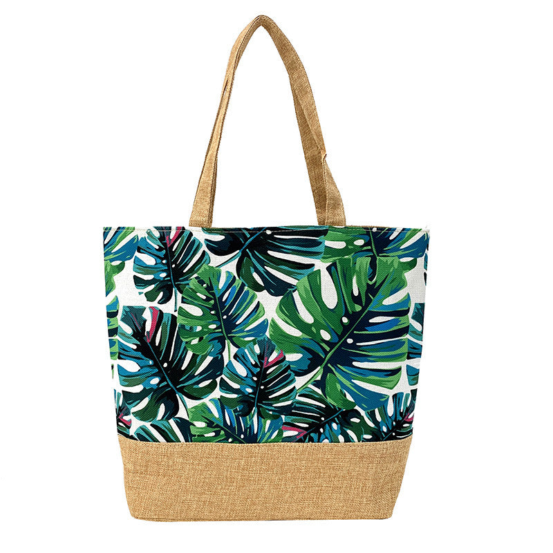 Artisan Design Cotton Linen Zip Tote Bag