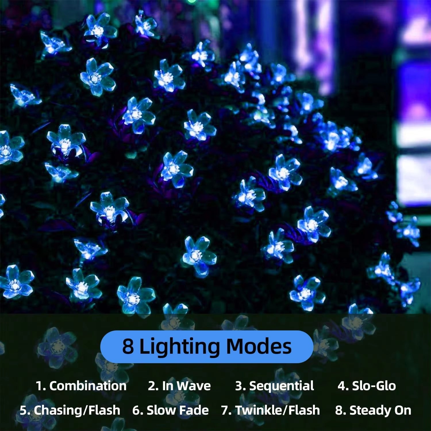 Solar Garden Lights Outdoor Solar Flower String Lights Solar Outdoor Lights Waterproof Flower Lights Garden Decoration Outdoor