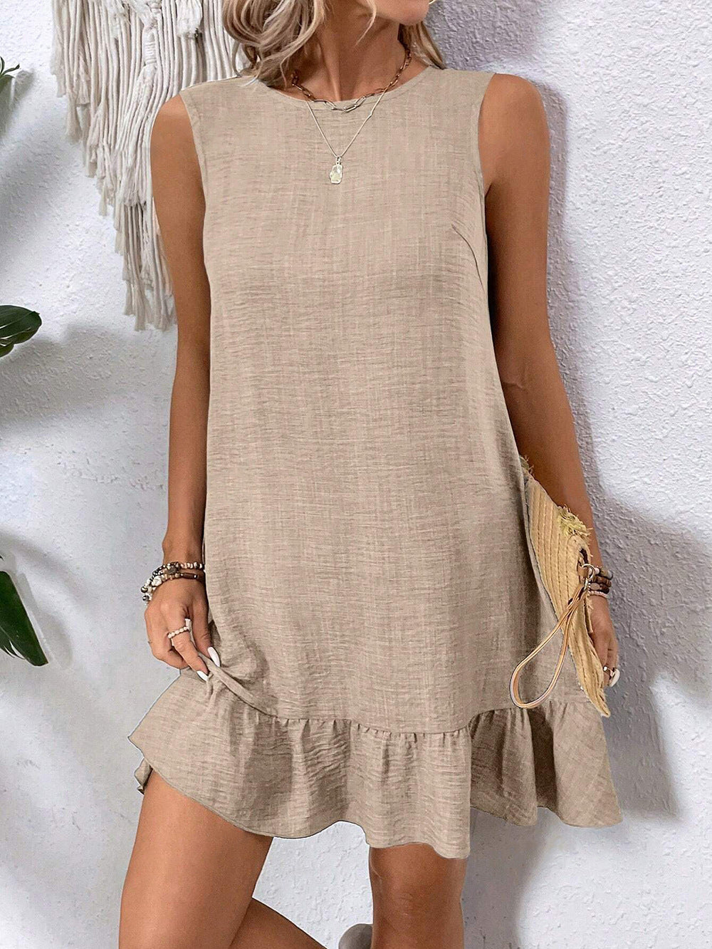 Ruffled Hem A-Line Sleeveless Dress
