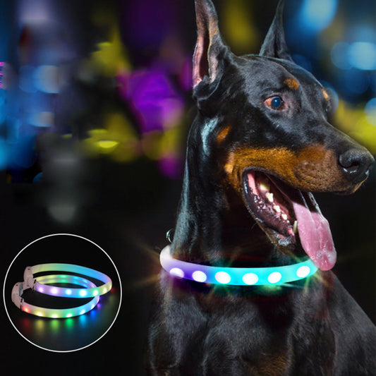 LED Dog Collar USB Pet Cat Dog Collar LED Flashing Light up Night Safety Belt Anti-Lost Dogs Glowing Luminous Collars Cat Collar