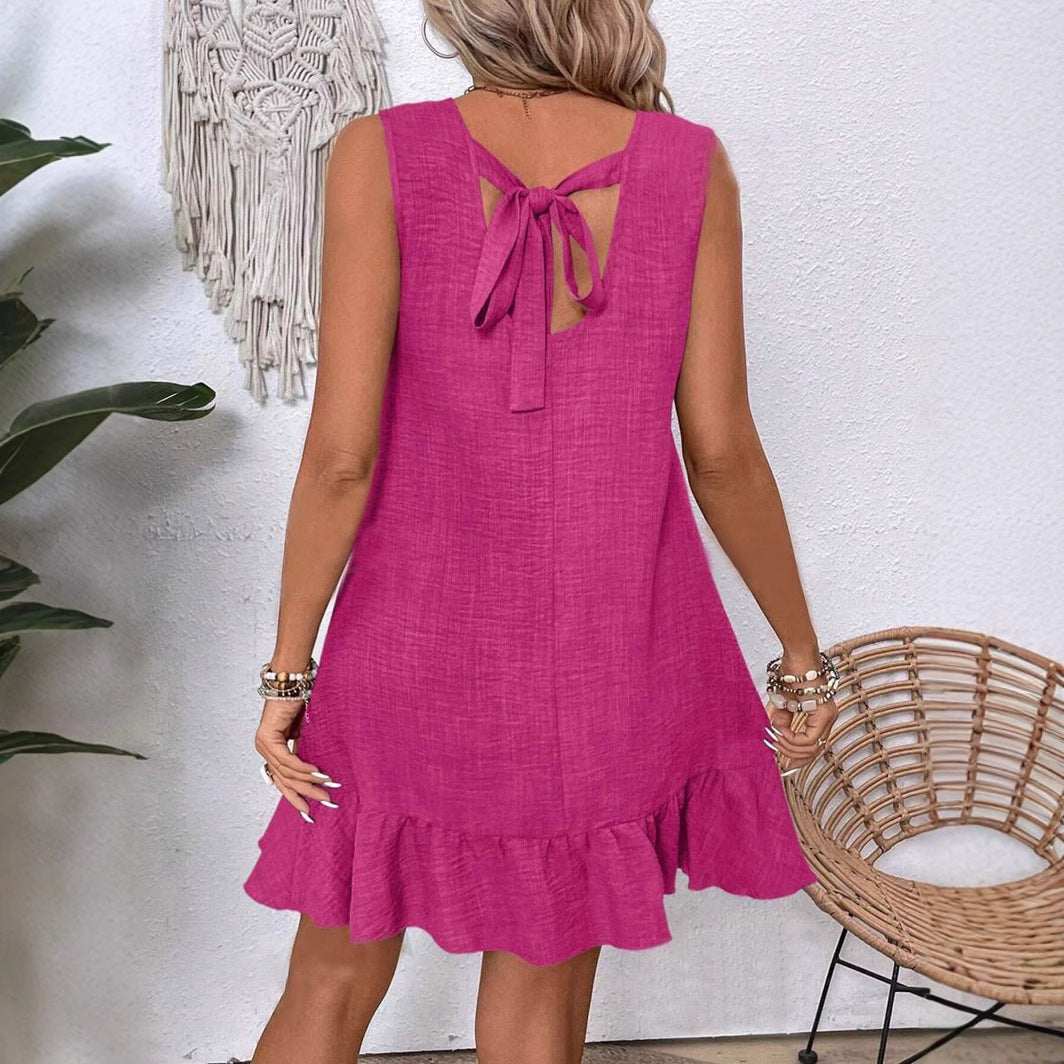 Ruffled Hem A-Line Sleeveless Dress