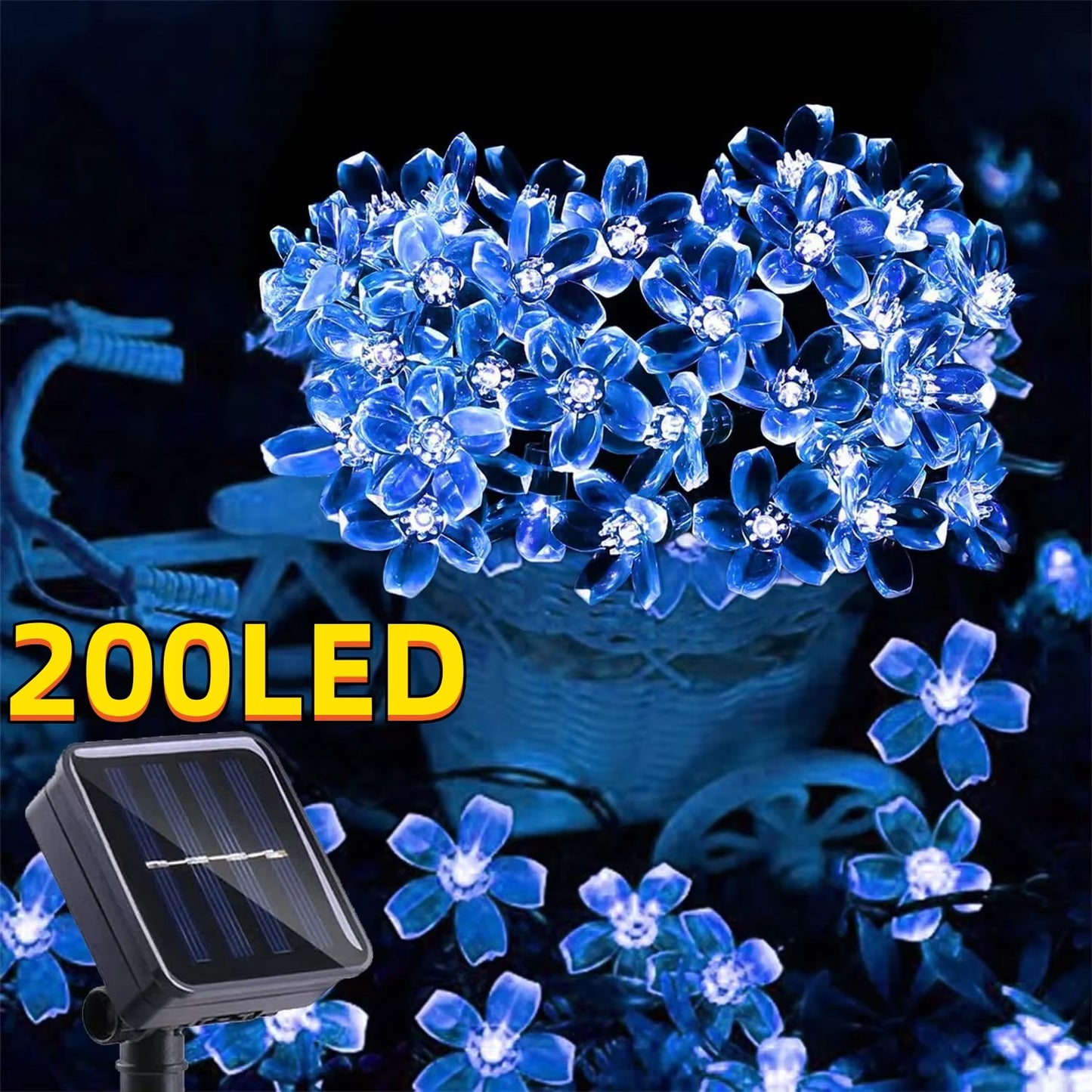 Solar Garden Lights Outdoor Solar Flower String Lights Solar Outdoor Lights Waterproof Flower Lights Garden Decoration Outdoor