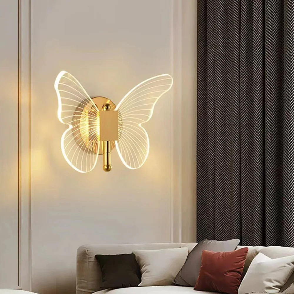 LED Butterfly Acrylic Wall Lamp Indoor Lighting Bedroom Bedside Living Room Staircase Decoration Lighting Wall Lamp