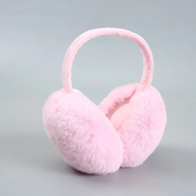 Winter Warm Ear Muffs Girl Fluffy Fold Burger Shape Children Headphone Earmuffs Soft Cashmere Solid Cute Warmer Fake Fur Earlap