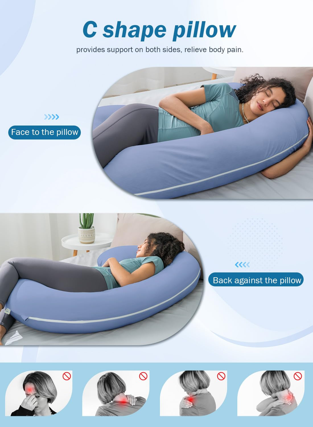 Cooling Pregnancy Pillow, Maternity Pillow for Pregnant Women(Cooling Blue)