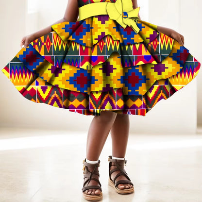 African Women Clothing Kids Dashiki Traditional Cotton Dresses Matching Africa Print Dresses Children Summer BRW WYT76