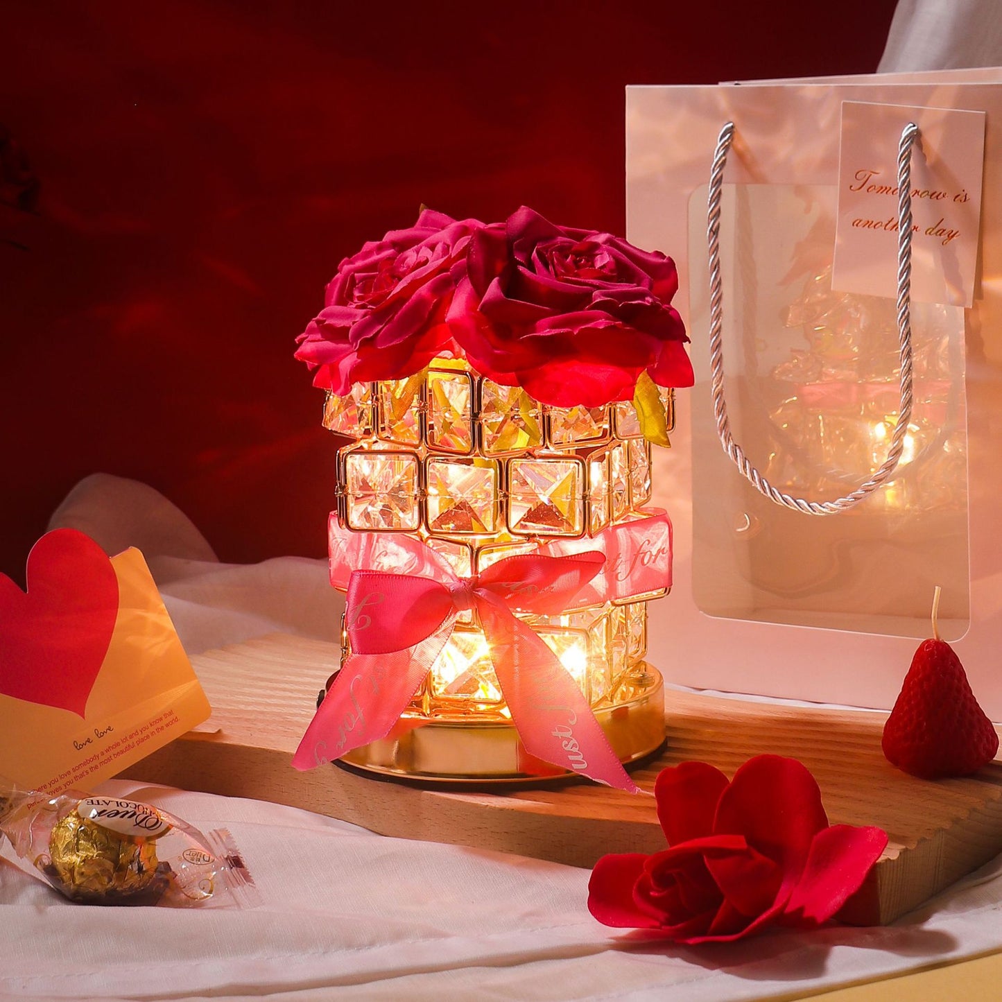 Rose Crystal USB Table Lamp