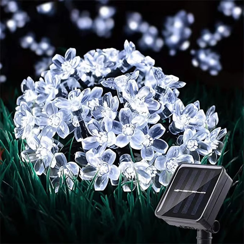 Solar Garden Lights Outdoor Solar Flower String Lights Solar Outdoor Lights Waterproof Flower Lights Garden Decoration Outdoor