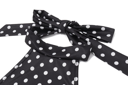 Elegant Polka Dot Halter Dress
