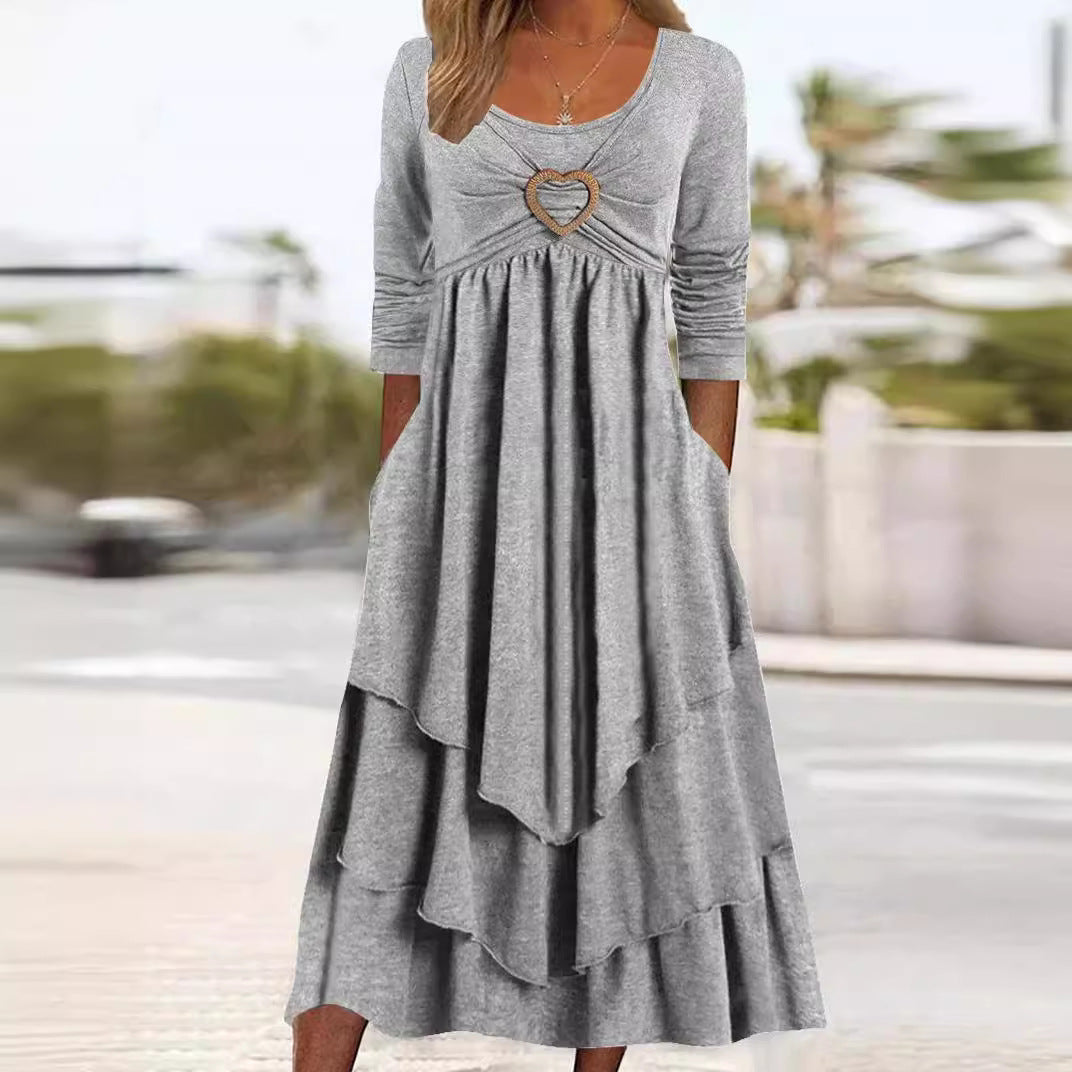Heart Accent Layered High-Waist Dress