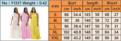 Linen Slanted Shoulder Maxi Dress