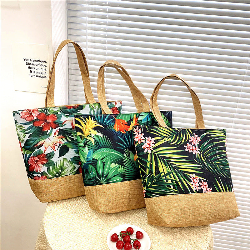 Artisan Design Cotton Linen Zip Tote Bag