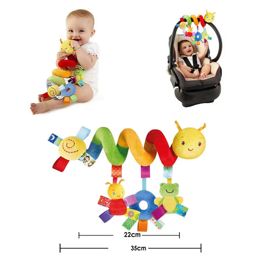 Baby Hanging Car Seat Toys Plush Activity Hanging Stroller Toys with BB Squeaker and Rattles for Newborn Travel Activity Toy