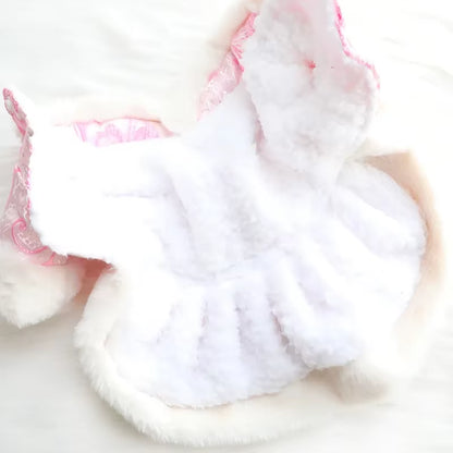 1PC Pet Dog Autumn Winter Thick and Warm Bow Button Princess Dress with Buckle for Small Medium Dogs CATS Puppy Chihuahua Dress