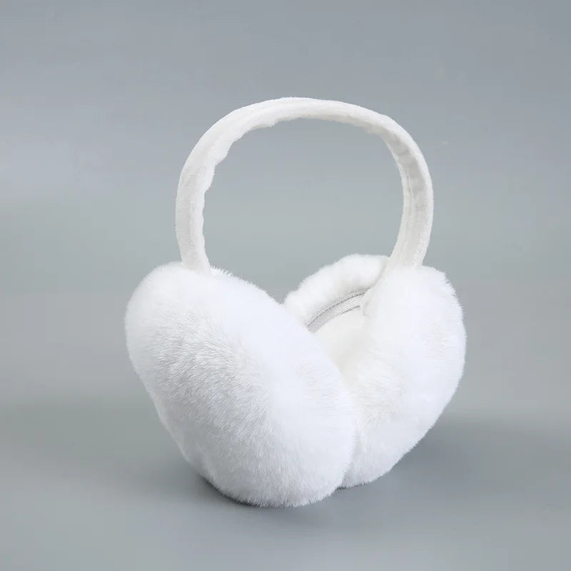 Winter Warm Ear Muffs Girl Fluffy Fold Burger Shape Children Headphone Earmuffs Soft Cashmere Solid Cute Warmer Fake Fur Earlap