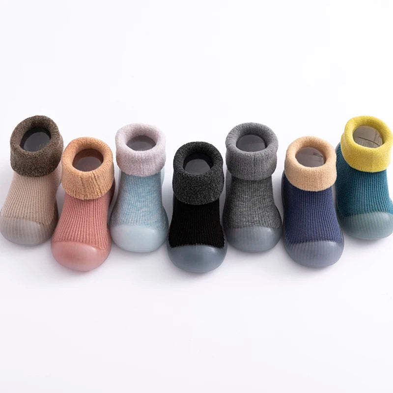 Baby Winter Warm Fluffy Long Sock Shoes Toddler Boys Girls Soft Rubber First Walkers 6M-3T Children Indoor Anti-Slip Floor Shoes