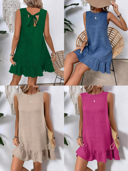 Ruffled Hem A-Line Sleeveless Dress